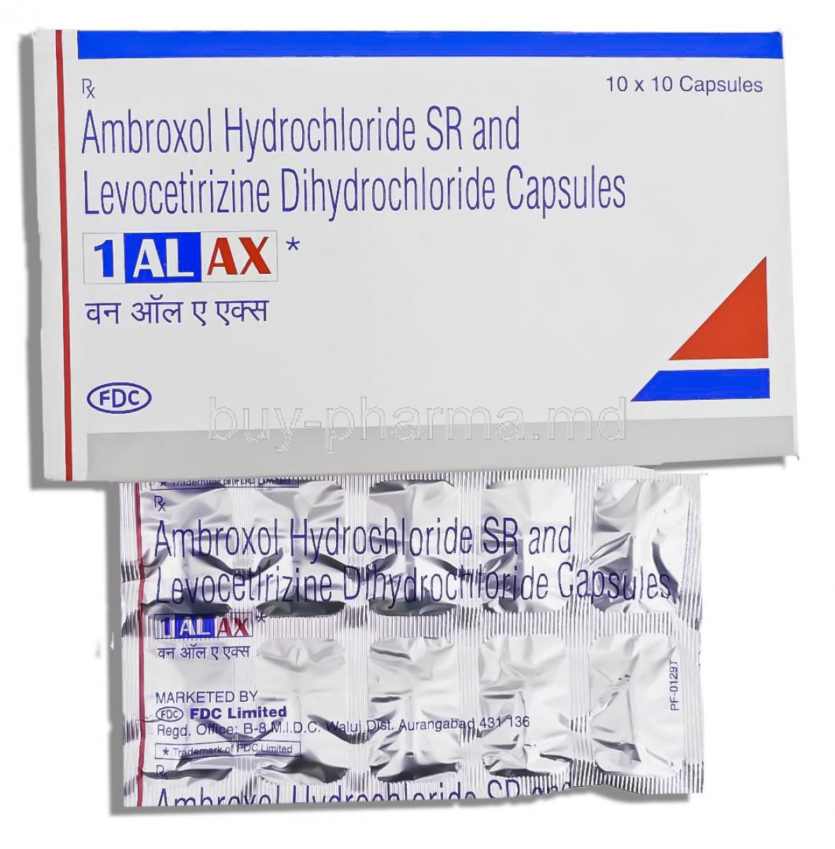 AL AX, Levocetirizine/ Ambroxol  5mg/ 75mg S.r Capsule (FDC)