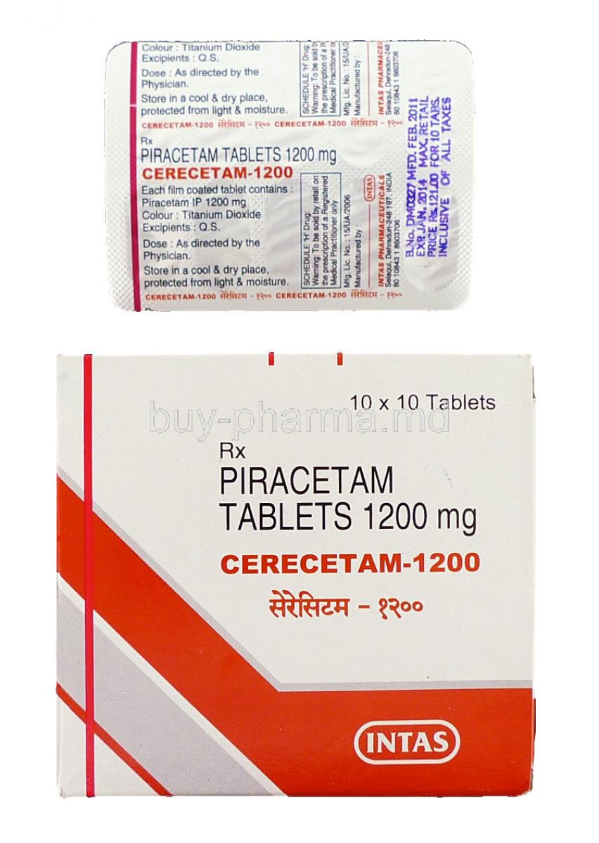 Cerecetam, Generic  Nootropyl, Piracetam  1200 mg