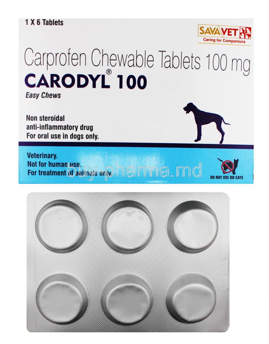 Carodyl 100mg box and tablets