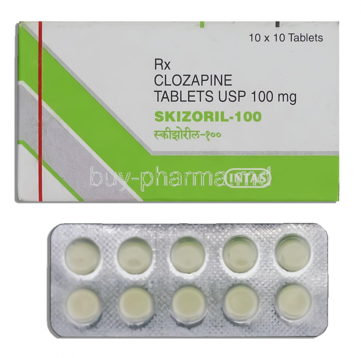 Skizoril, Generic  Clozaril, Clozapine 100 mg