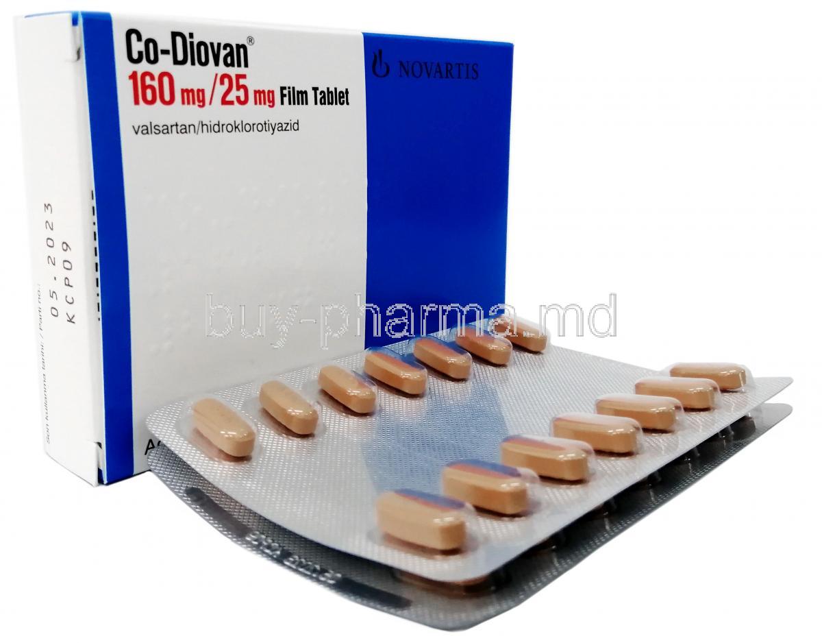 Co-Diovan, Valsartan 160mg/Hydrochlorothiazide 25mg, Novartis, Box, Blisterpack