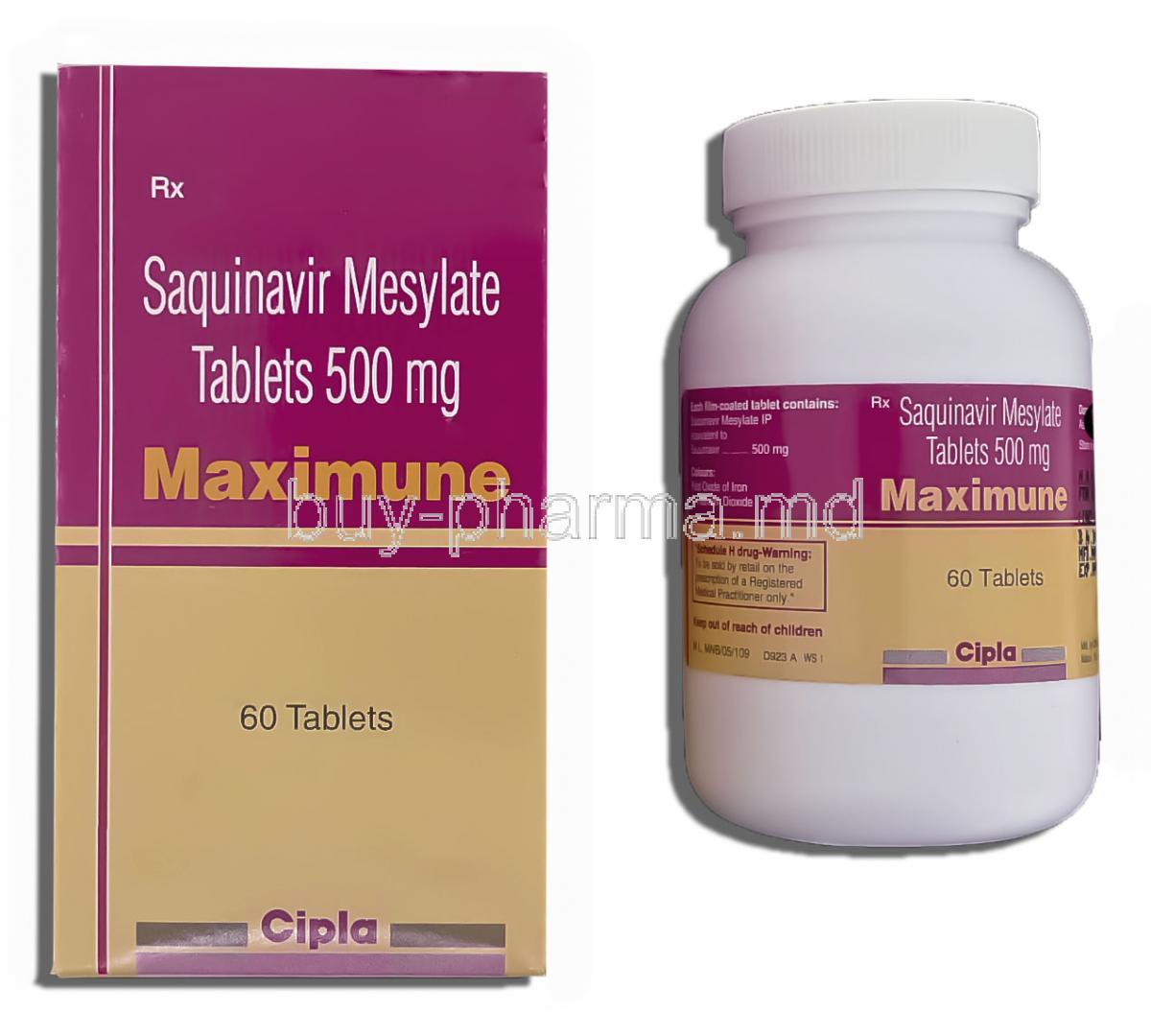 Maximune , Generic Invirase, Saquinavir 500 mg