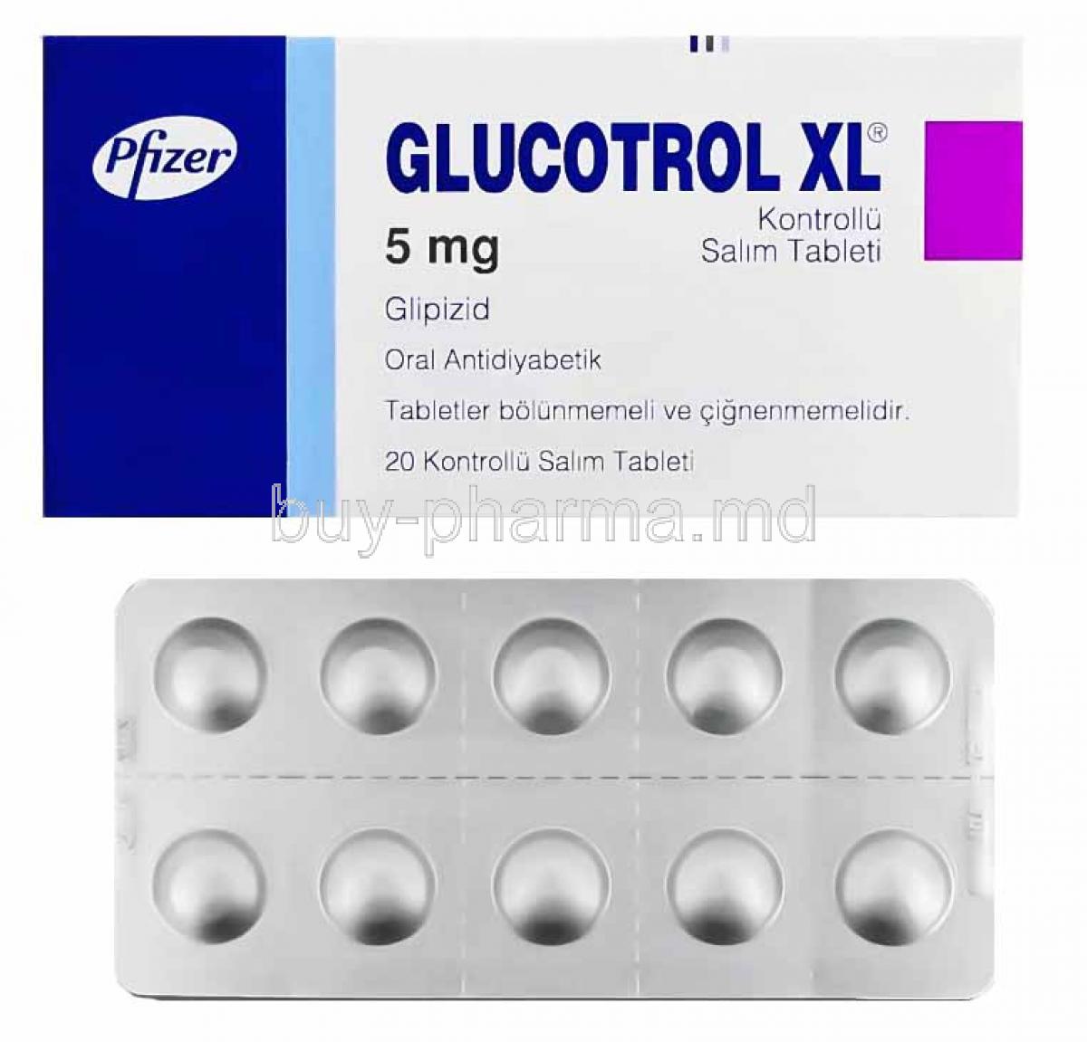 Glucotrol XL, Glipizide box and tablets