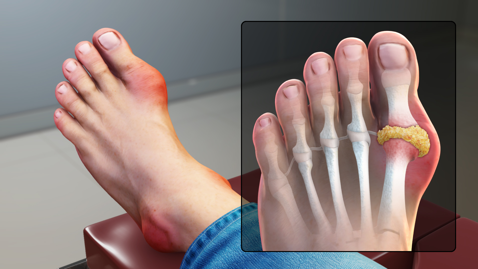 gout on joint of foot