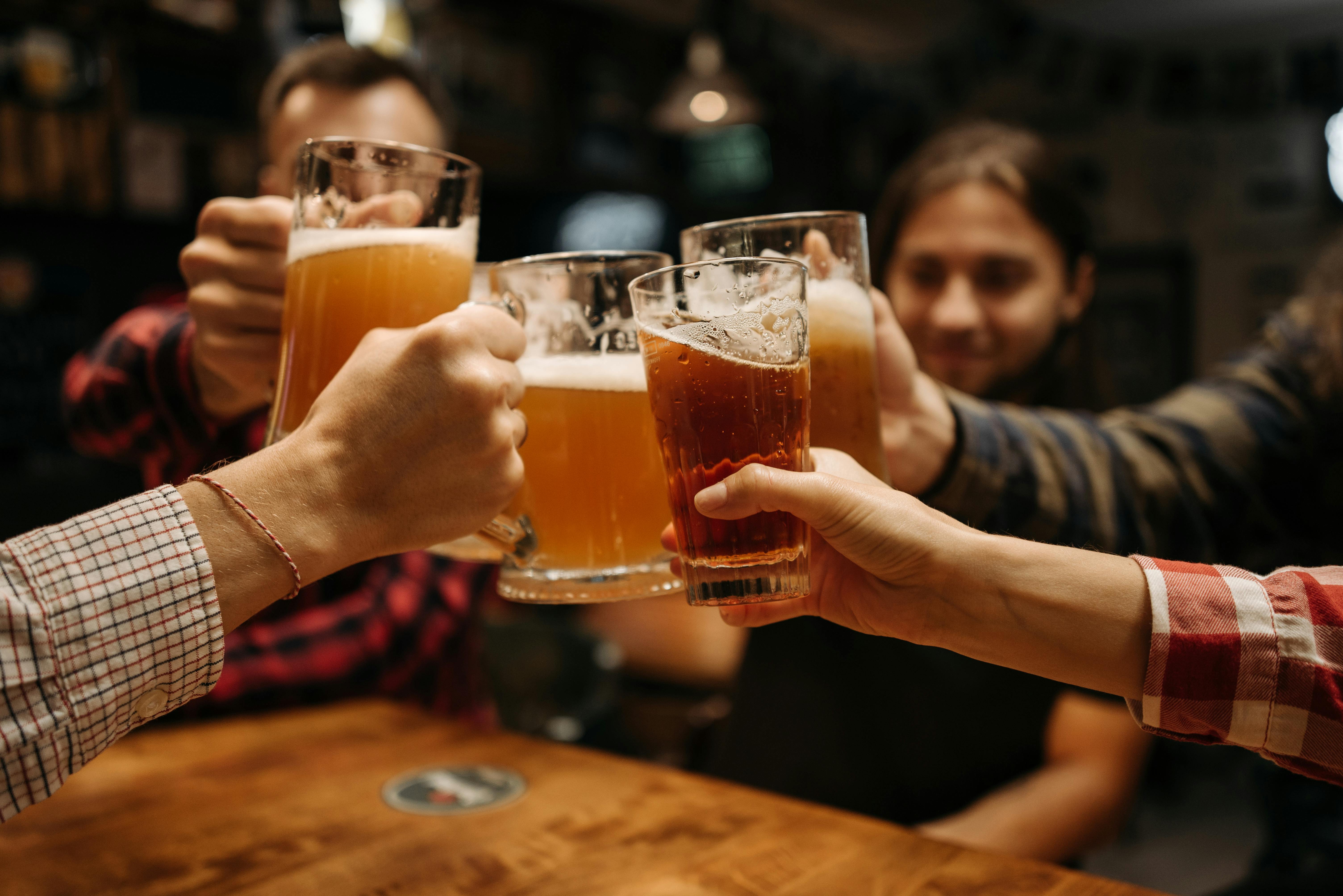 group of friends drinking beer