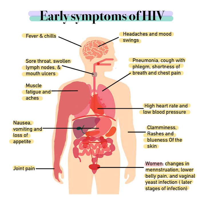 body with information on HIV symptoms