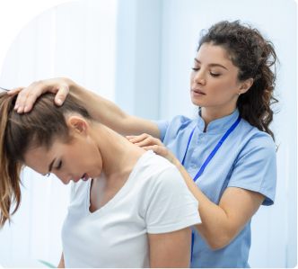 doctor treating patient neck pain