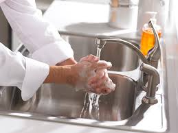 washing hands on the sink