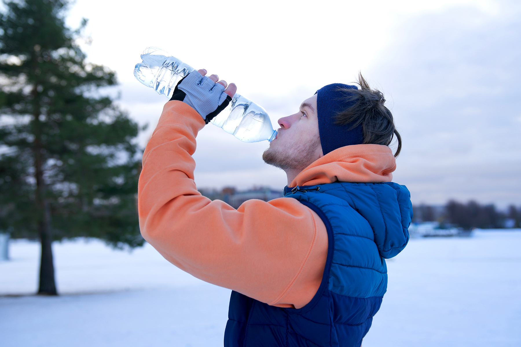 person drinking watrer