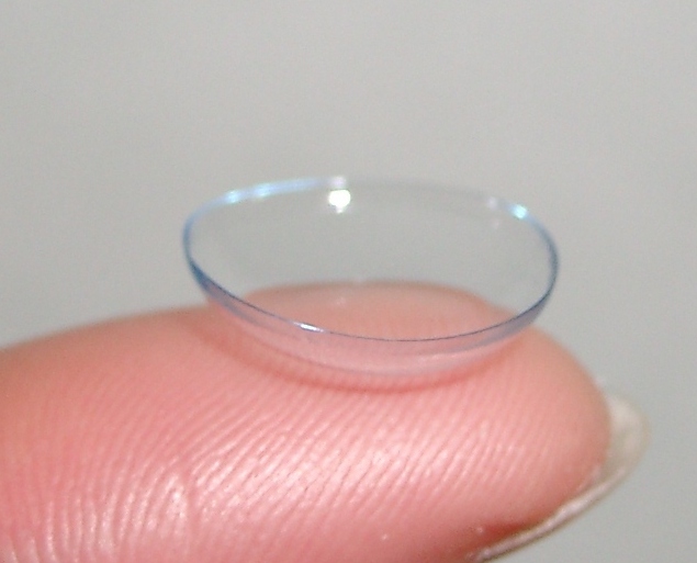 contact lens on finger