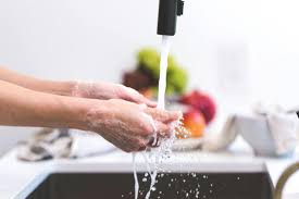 washing hands on the sink