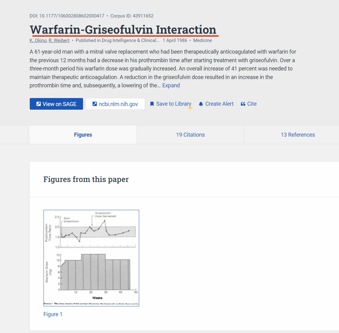 Griseofulvin and Warfarin interactions