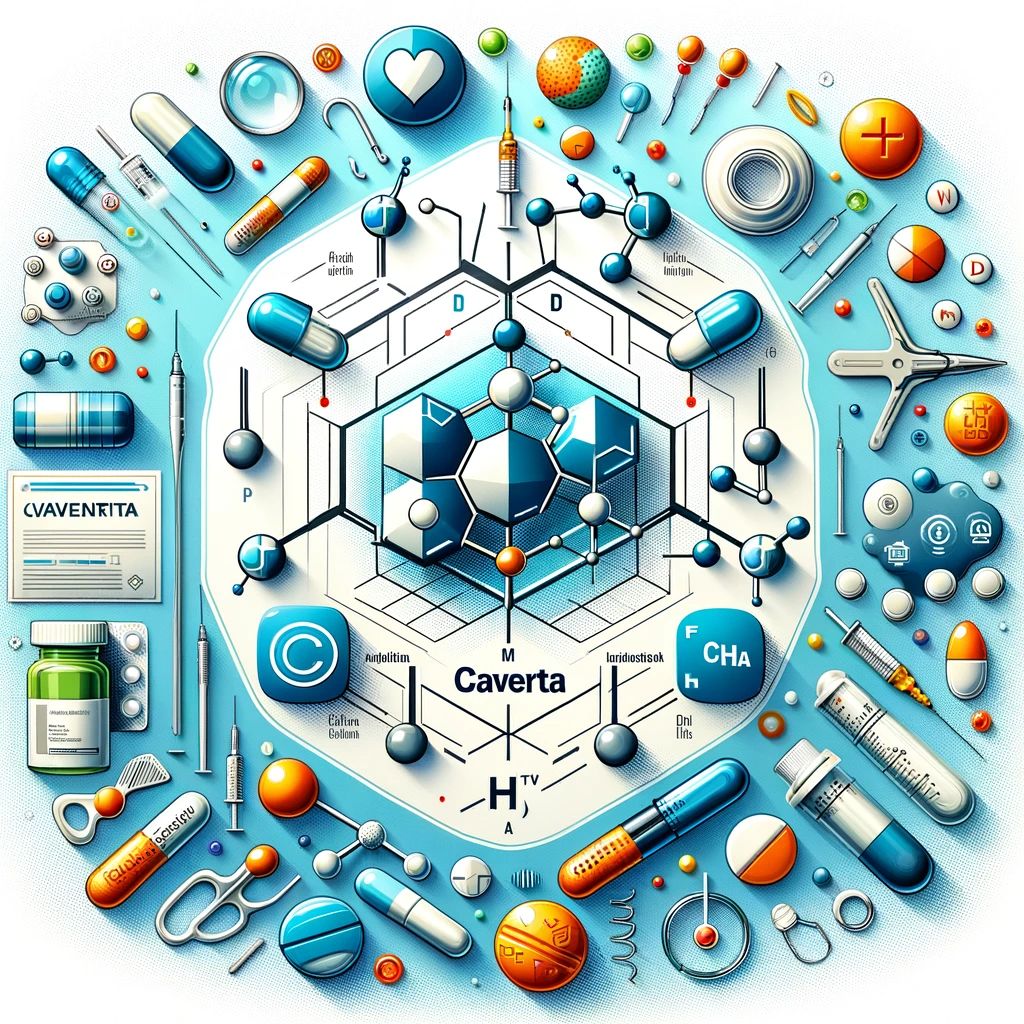 Caverta (Sildenafil) molecular structures, medical symbol